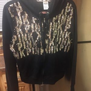 Victoria’s Secret Pink Black and Silver hoodie